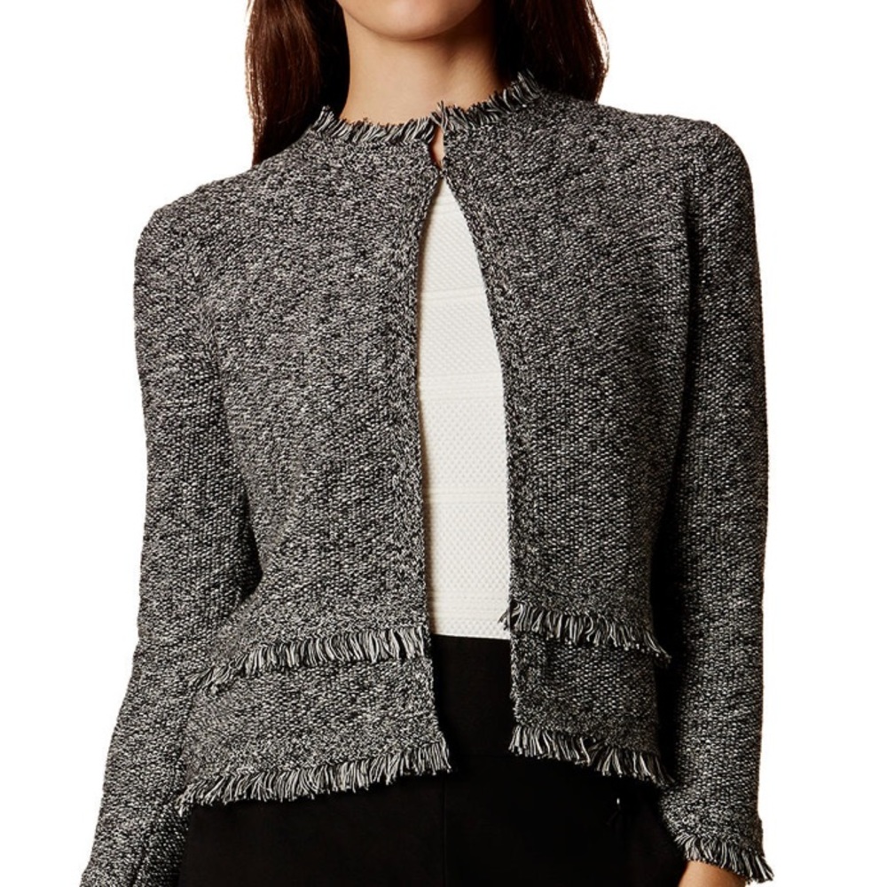 ⭐️ Karen Millen Fringe Hem Cardigan Coat XS EUC